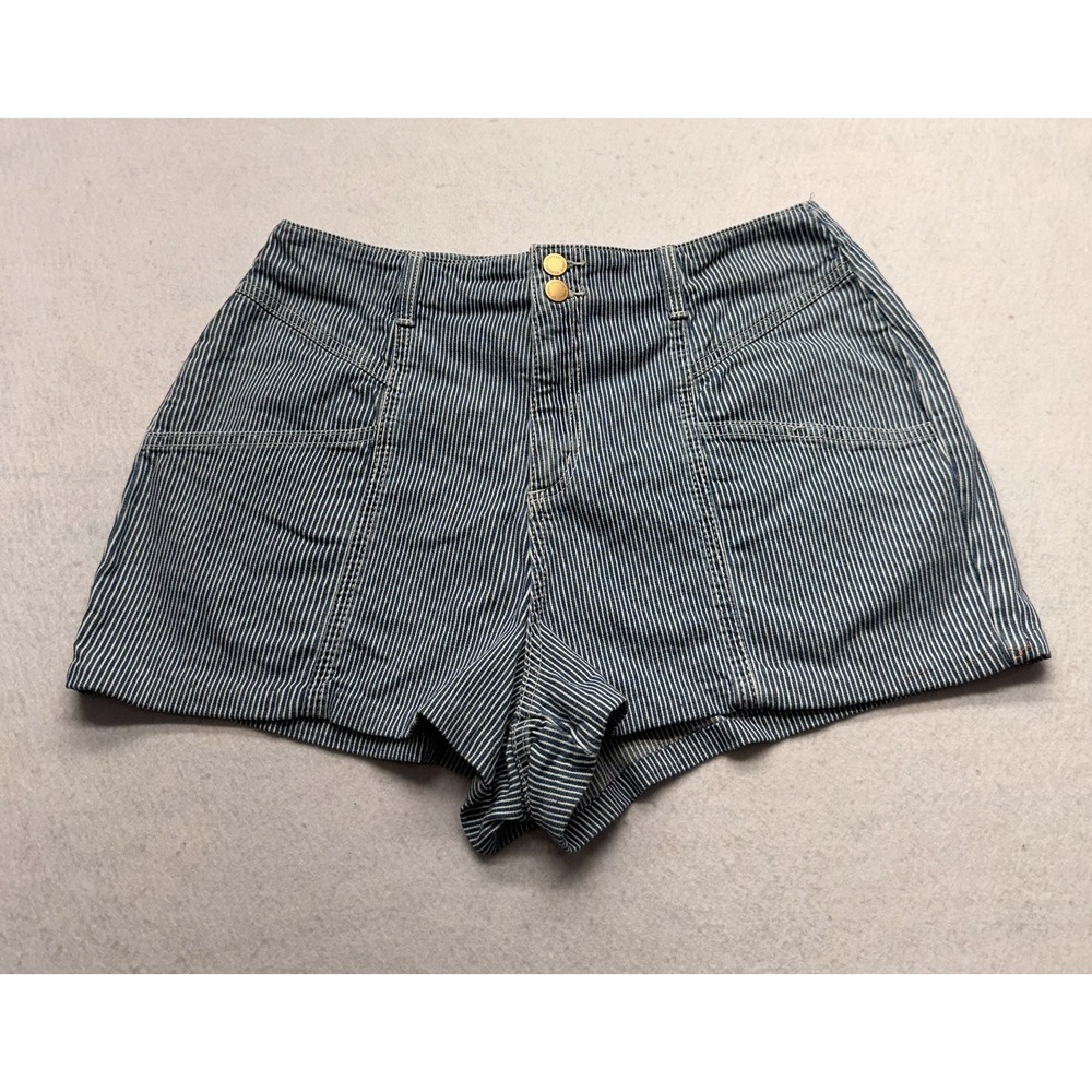 Universal Thread Blue & White Striped High Rise Midi Denim Shorts Size 12/31